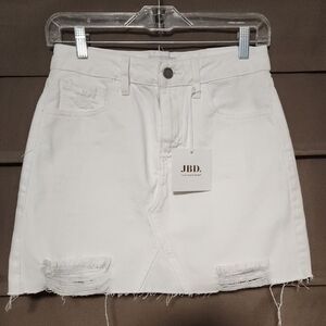 White Denim Mini Skirt by Just Black Denim